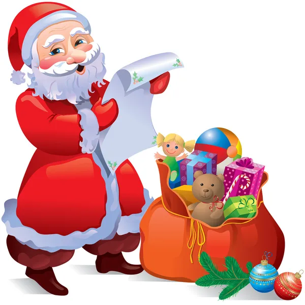 圣诞老人与礼物 — 图库矢量图片