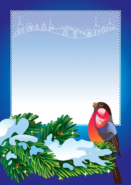Cadre de Noël avec chardonneret — Image vectorielle