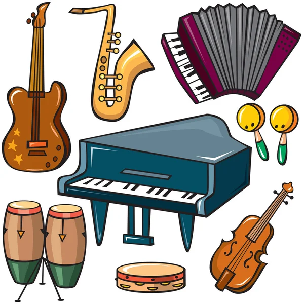 Muziekinstrumenten icons set — Stockvector