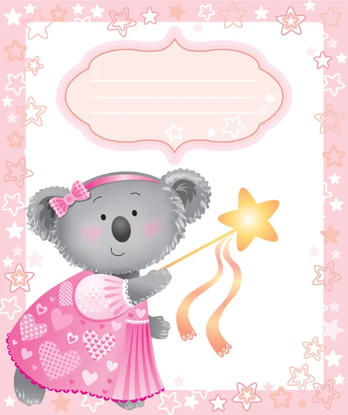 Baby pink frame with koala — Stock Vector