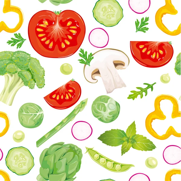 Seamless pattern of vegetables — Stock Vector