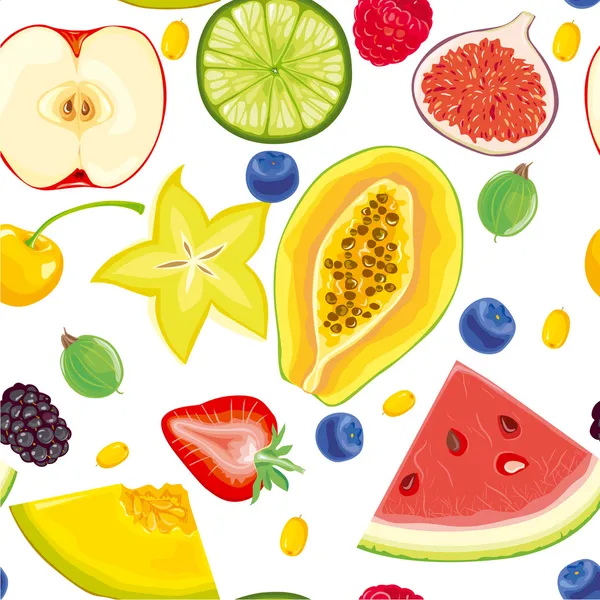 Nahtloses Muster aus Früchten und Beeren — Stockvektor