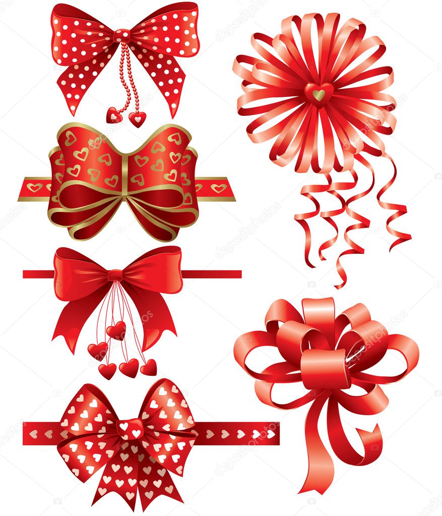 Red bows with hearts