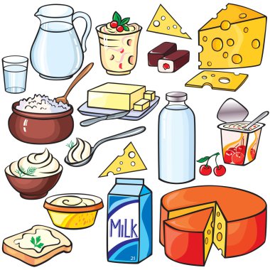 Dairy products icon set clipart
