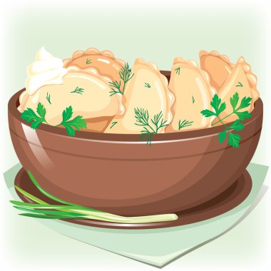 Dumpling sifting greens clipart