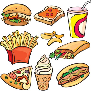Fast food icon set clipart