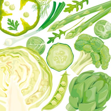 Mix of green vegetables clipart