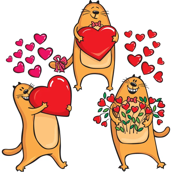 Γάτες ερωτευμένος με την καρδιά — Διανυσματικό Αρχείο