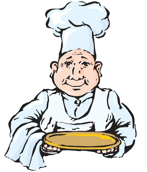 Chef com bandeja — Vetor de Stock