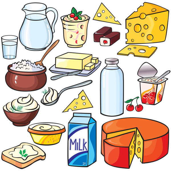 Dairy products icon set