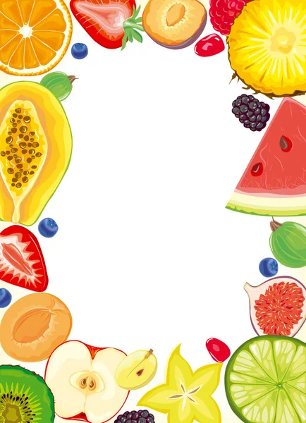 Рамка з фруктів та ягід — стоковий вектор
