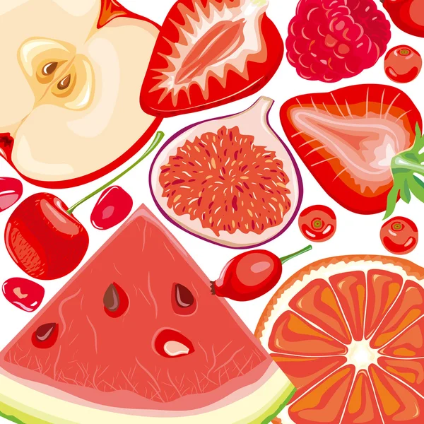 Mix red fruits and berries — Stock Vector