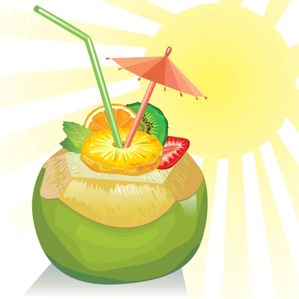 Cocktail noix de coco — Image vectorielle