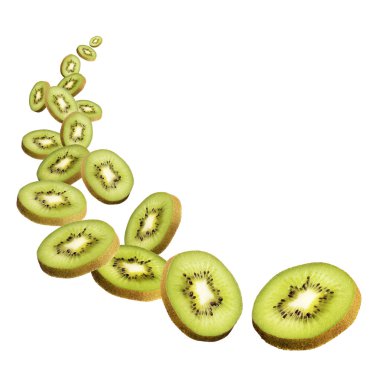 Kiwi slices flying clipart