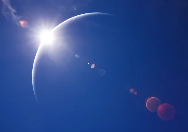 Eclissi parziale del sole in giorno — Foto Stock