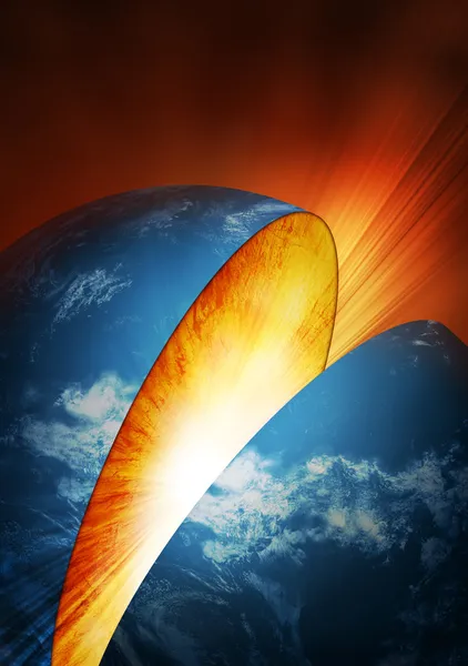 Explosion im Inneren der Erde — Stockfoto