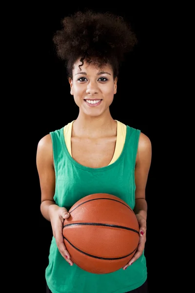 Mulher com basquete — Fotografia de Stock