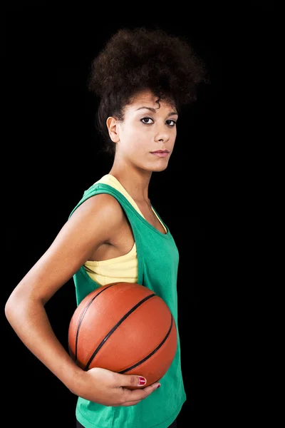 Woman with basketball — Stock Photo, Image