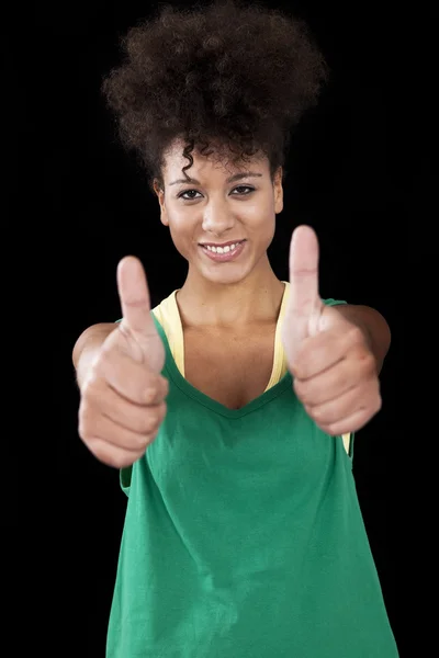 Mujer con pulgares arriba —  Fotos de Stock