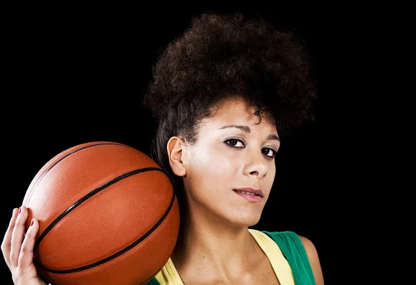 Mulher com basquete — Fotografia de Stock