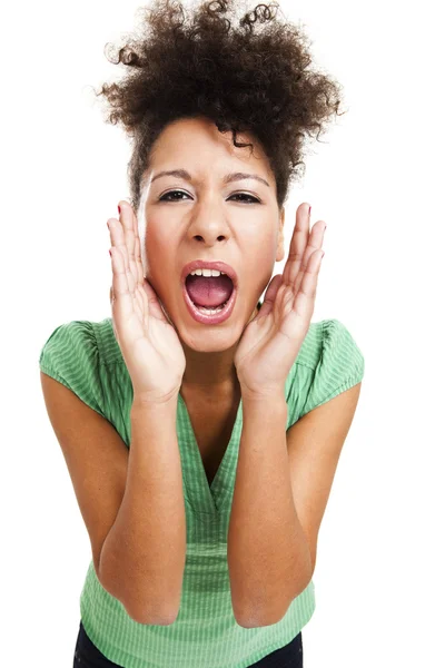 Mulher bonita gritando — Fotografia de Stock