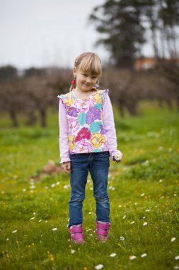 Little girl outdoors clipart