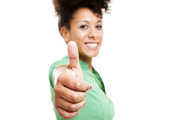 Beautiful woman with thumbs up — Stock Photo, Image
