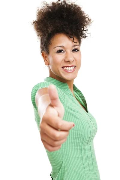 Beautiful woman with thumbs up — Stock Photo, Image