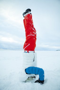 Headstand in winter clipart
