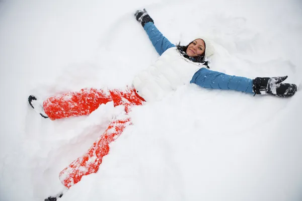 Making snow angels — Stock Photo, Image