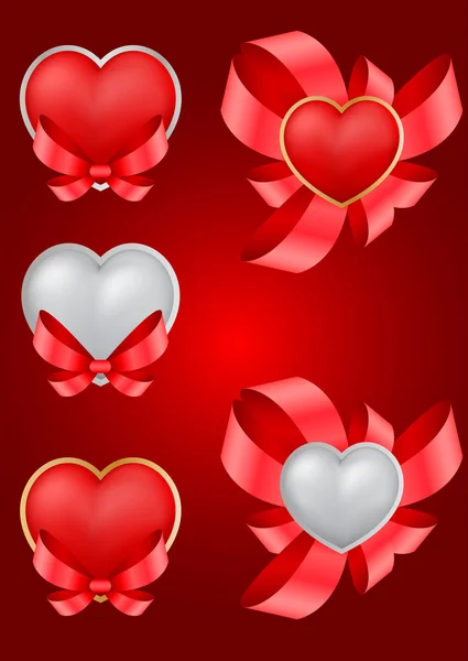 Conjunto vectorial de corazones decorativos de San Valentín — Vector de stock