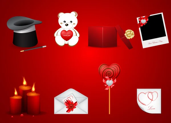 Ensemble vectoriel de sujets dédiés à la Saint-Valentin — Image vectorielle