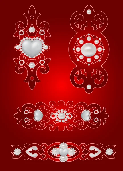 Vektor-Set von dekorativen Valentinselementen — Stockvektor