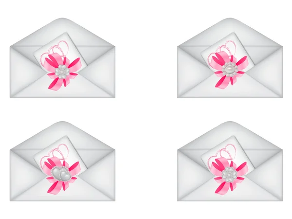 Conjunto vetorial de envelopes decorativos de São Valentim — Vetor de Stock