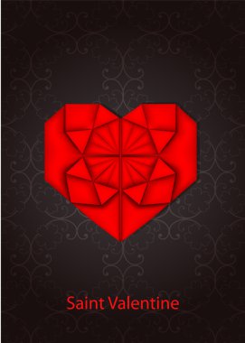 Vector paper origami heart on a vintage backdrop clipart