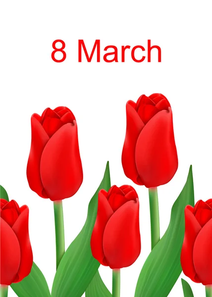 Biglietto di auguri vettoriale con bouquet di tulipani — Vettoriale Stock