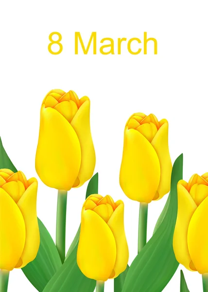 Tarjeta de felicitación vectorial con ramo de tulipanes — Vector de stock