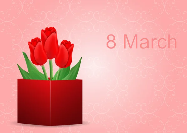 Bouquet vettoriale di tulipani nella scatola — Vettoriale Stock