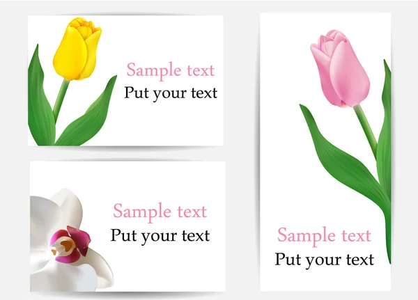 Векторний набір вітальних листівок з квітами — стоковий вектор