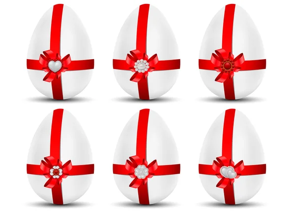 Vektor üdvözlés kártya-val szentelt Boldog húsvéti tojások — Stock Vector