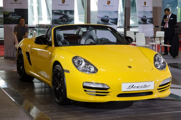 Porsche yellow boxster sport car — Stock Photo, Image