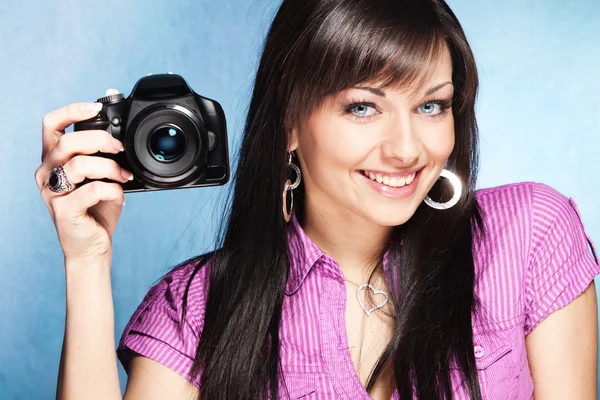 Girl with camera — Stock Photo, Image