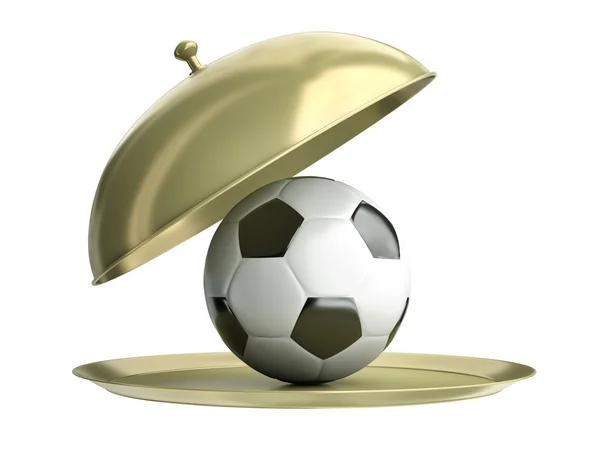 Футбольный мяч на подносе — стоковое фото