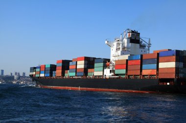 Cargo container ship on Bosphorus, Istanbul clipart