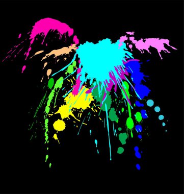 Color ink splash on the black clipart