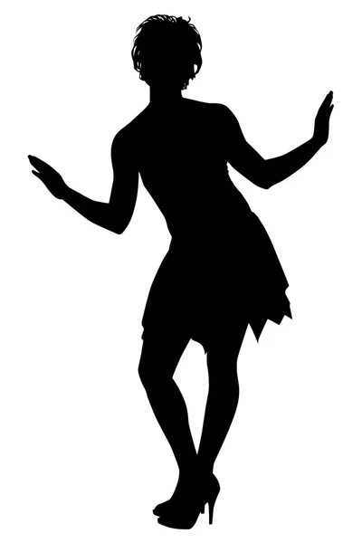 Sylwetka tańczącej dziewczyny — Wektor stockowy