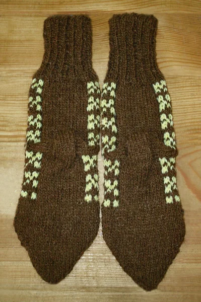 Chaussons bébé tricotés à la main — Photo