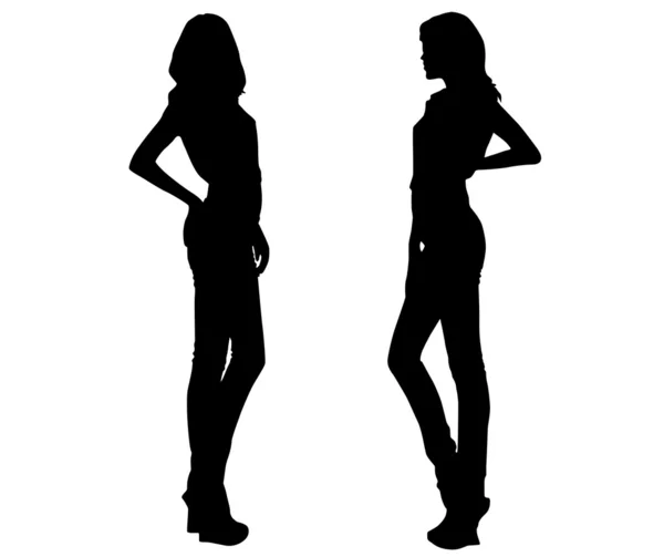 Silhouettes fashion girls — Stock Vector