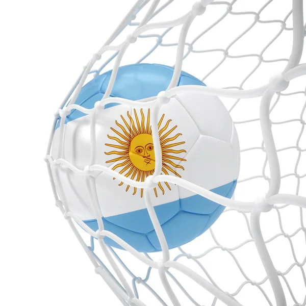 Balón de fútbol argentino dentro de la red —  Fotos de Stock