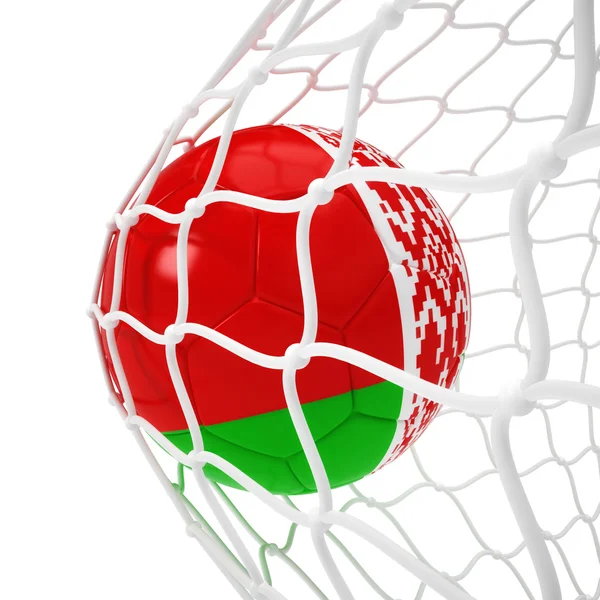 Balón de fútbol bielorruso dentro de la red —  Fotos de Stock